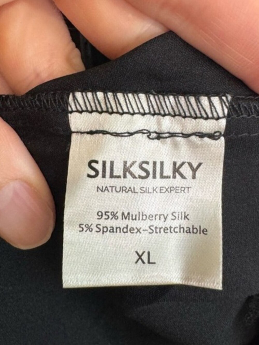 SilkSilky Black Mulberry Silk Lace Trim Camisole Babydoll Top XL Sleeveless - Picture 6 of 8
